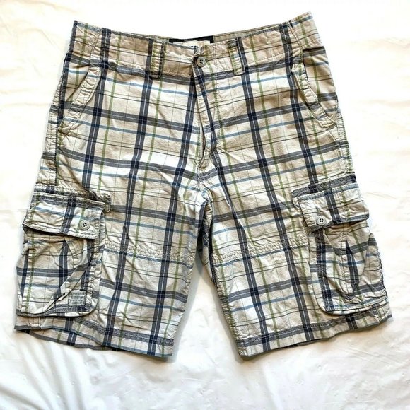 Levi's Other - Levi's Signature Cargo Shorts Mens 34x12 Plaid Made To Fit Longer Length Cotton